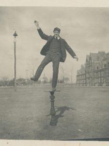 This is possibly the only known image of the 1872 sundial. The sundial was a gift of the class of 1872 to the original campus, and it moved with the college to Summit Street, where it was placed "before Seabury Hall and midway of the campus" until it became “'quaint and gray' and at long last expired of old age at an unknown date" (1957 February Bulletin Alumni Magazine).